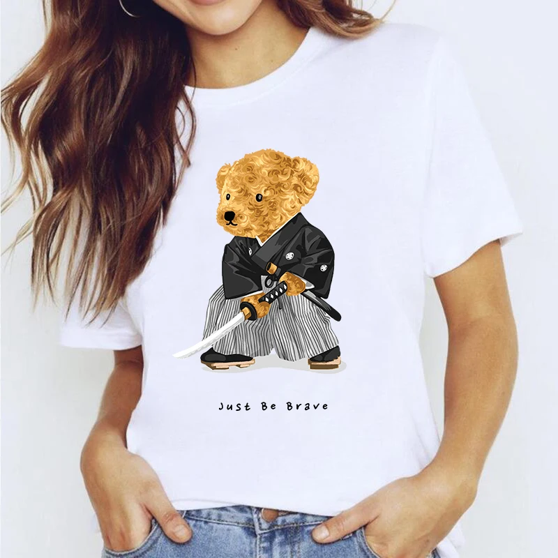 Summer Creative Personality Anti-Wrinkle Cartoon Samurai Teddy Bear Printing Pure Color Short Sleeve Round Neck T-shirt Woman
Summer Creative Personality Anti-Wrinkle Cartoon Samurai Teddy Bear Printing Pure Color Short Sleeve Round Neck T-shirt Woman