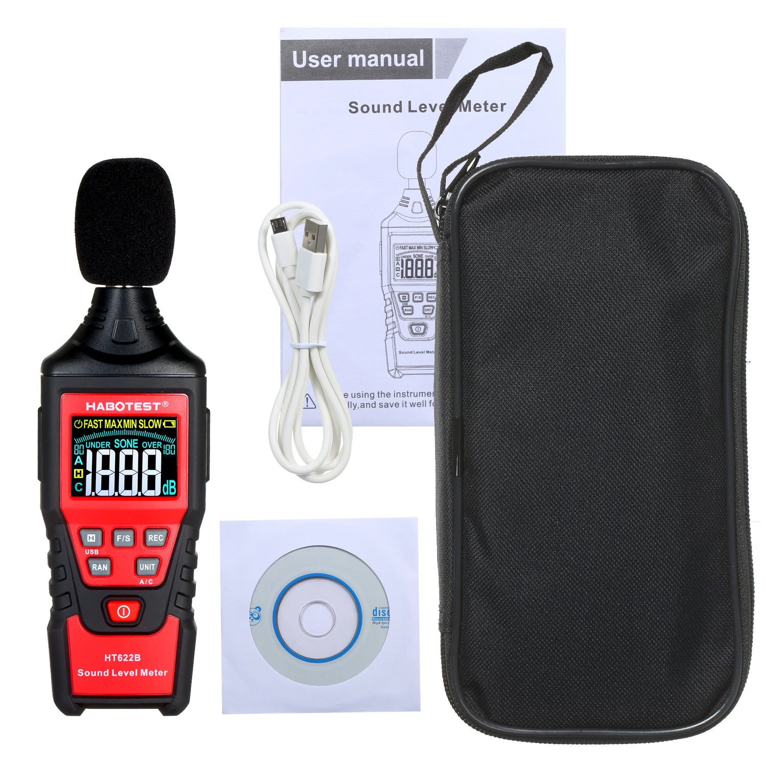 HT622B Digital Noise Meter with USB Port Weighted Sound Level Meter LCD Color Screen Noise Sound Detector
HT622B Digital Noise Meter with USB Port Weighted Sound Level Meter LCD Color Screen Noise Sound Detector