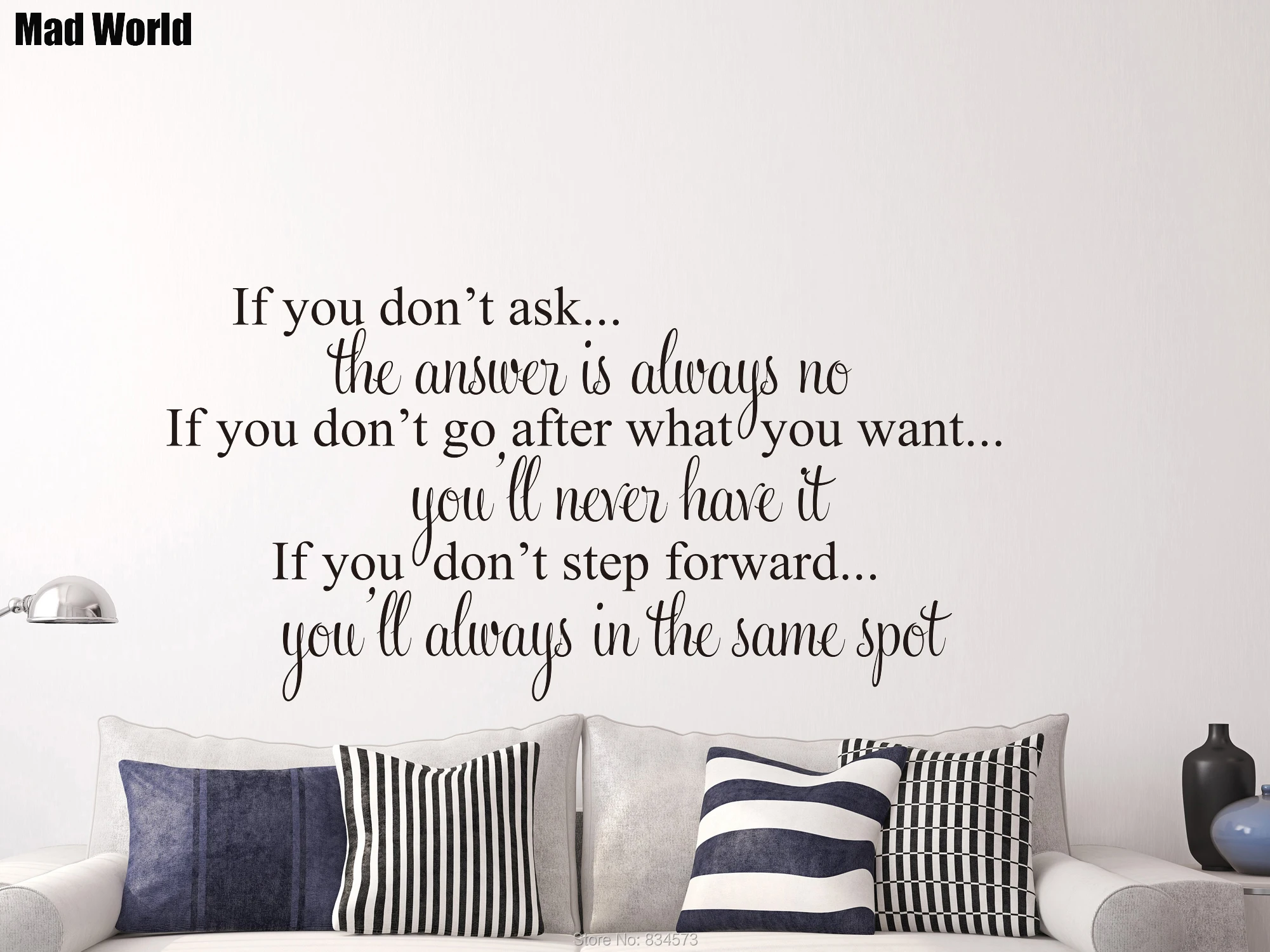 If You Don't Ask The Answer is Always No Quote Wall Art Stickers Wall Decals DIY Home Decoration Removable Decor Wall Stickers
If You Don't Ask The Answer is Always No Quote Wall Art Stickers Wall Decals DIY Home Decoration Removable Decor Wall Stickers
