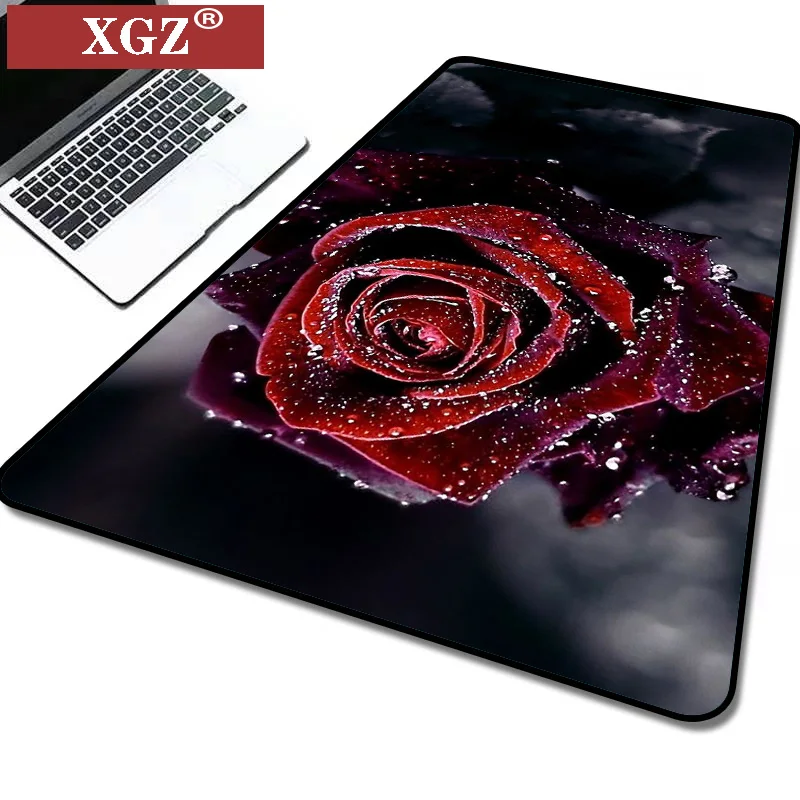 

XGZ rosa flor rosa grande flor mouse pad para jogos com travamento teclado CS meninas mouse pad para jogos tapete de mesa Slip