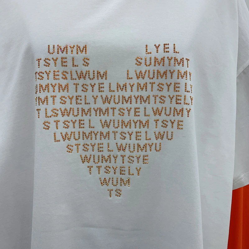 2021 Summer European Embroidery Hot Drilling Love Short-Sleeved T-shirt Lady Plus Size Slimming Loose Base Tee Casual Cotton Top
2021 Summer European Embroidery Hot Drilling Love Short-Sleeved T-shirt Lady Plus Size Slimming Loose Base Tee Casual Cotton Top