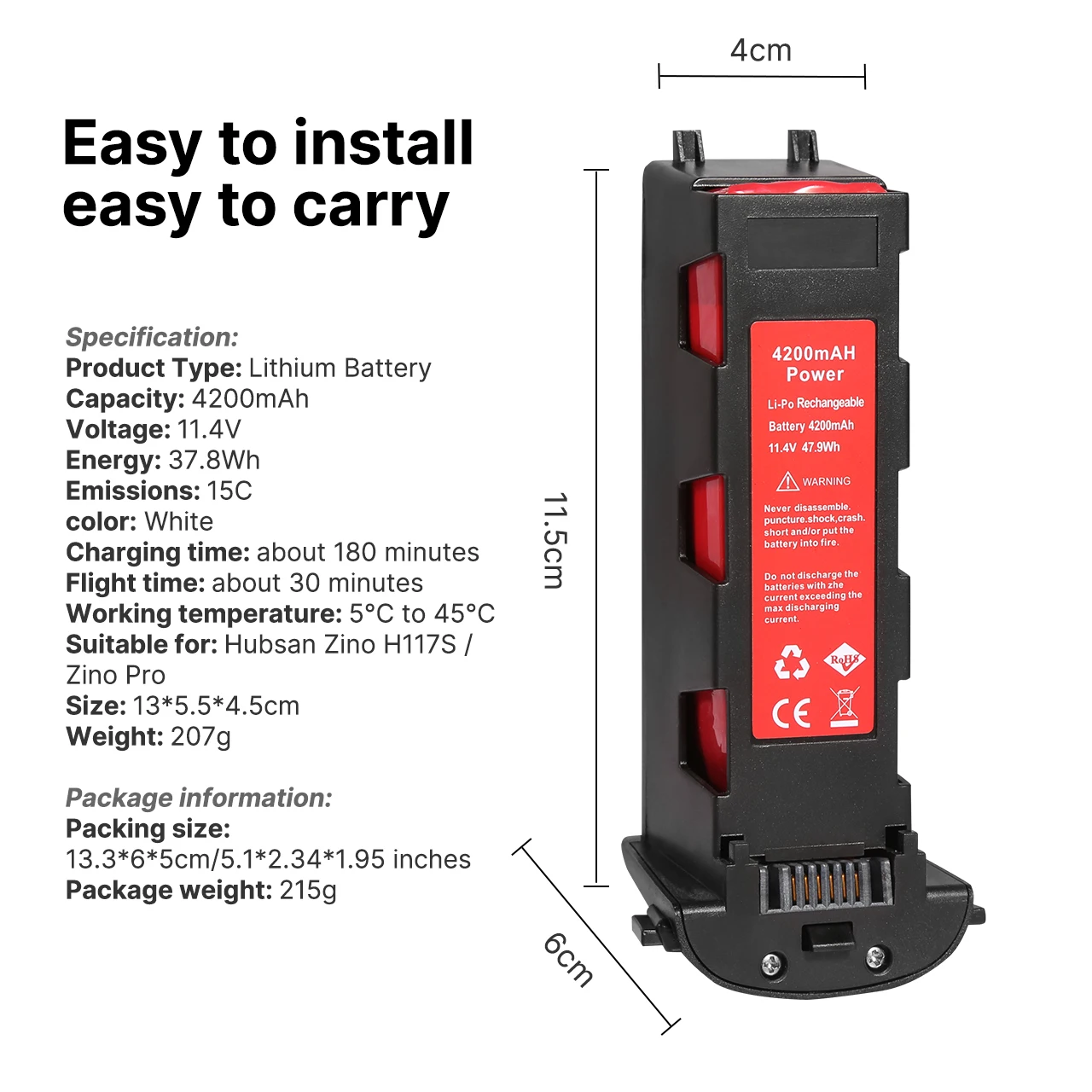 New Arrival 4200mAh battery for Hubsan H117S Zino GPS RC Quadcopter Spare Parts 11.4V Battery For RC FPV Racing Camera Drones
New Arrival 4200mAh battery for Hubsan H117S Zino GPS RC Quadcopter Spare Parts 11.4V Battery For RC FPV Racing Camera Drones
