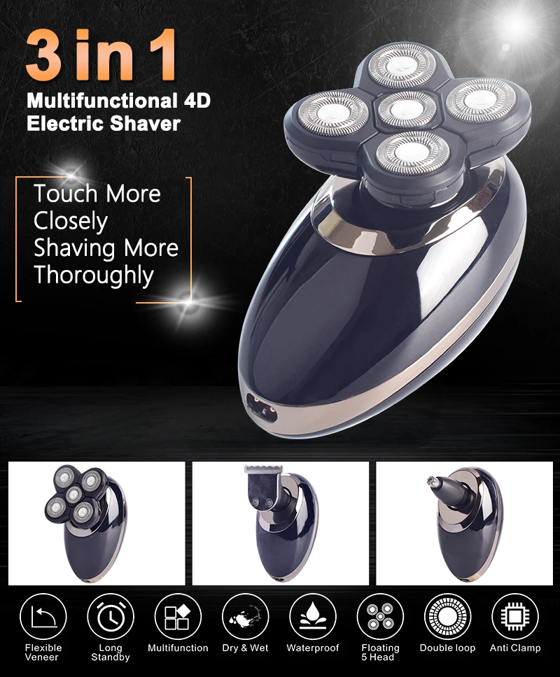 3 In1 Professional Electric Shaver USB Rechargeable Washable Men's Five Floating Heads Razors Hair Clipper Nose Ear Hair Trimmer
3 In1 Professional Electric Shaver USB Rechargeable Washable Men's Five Floating Heads Razors Hair Clipper Nose Ear Hair Trimmer