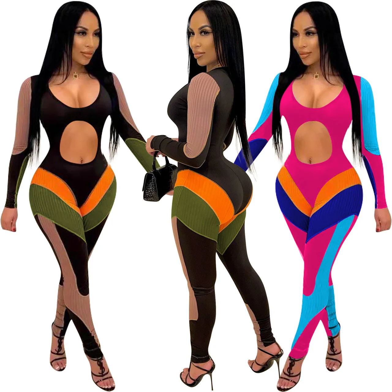 Sexy Patchwork Knitted Long Jumpsuit Women Cut Out Waist Long Sleeve Rompers Bodycon Winter Jumpsuit Fashion Club Party Wear
Sexy Patchwork Knitted Long Jumpsuit Women Cut Out Waist Long Sleeve Rompers Bodycon Winter Jumpsuit Fashion Club Party Wear