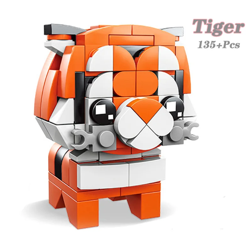 

City Creator 3D Cute Animal Blocks Cow Cattle Elk Tiger Panda Giraffe Lion Building Blocks Bricks DIY Toys For Kids Gift