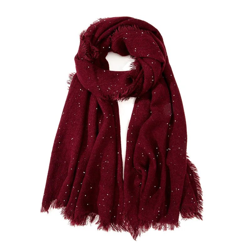 Autumn and Winter Ladies Shawl Spring New Style European and American Woven Cashmere Pure Color Sequin Scarf Shawl
Autumn and Winter Ladies Shawl Spring New Style European and American Woven Cashmere Pure Color Sequin Scarf Shawl