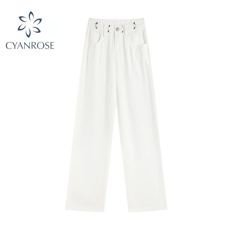 Jeans Women White High Waist Wide Leg Denim Trousers Simple All-match Fashion 2021 Korean Waist Adjustable Pants Female Chic
Jeans Women White High Waist Wide Leg Denim Trousers Simple All-match Fashion 2021 Korean Waist Adjustable Pants Female Chic