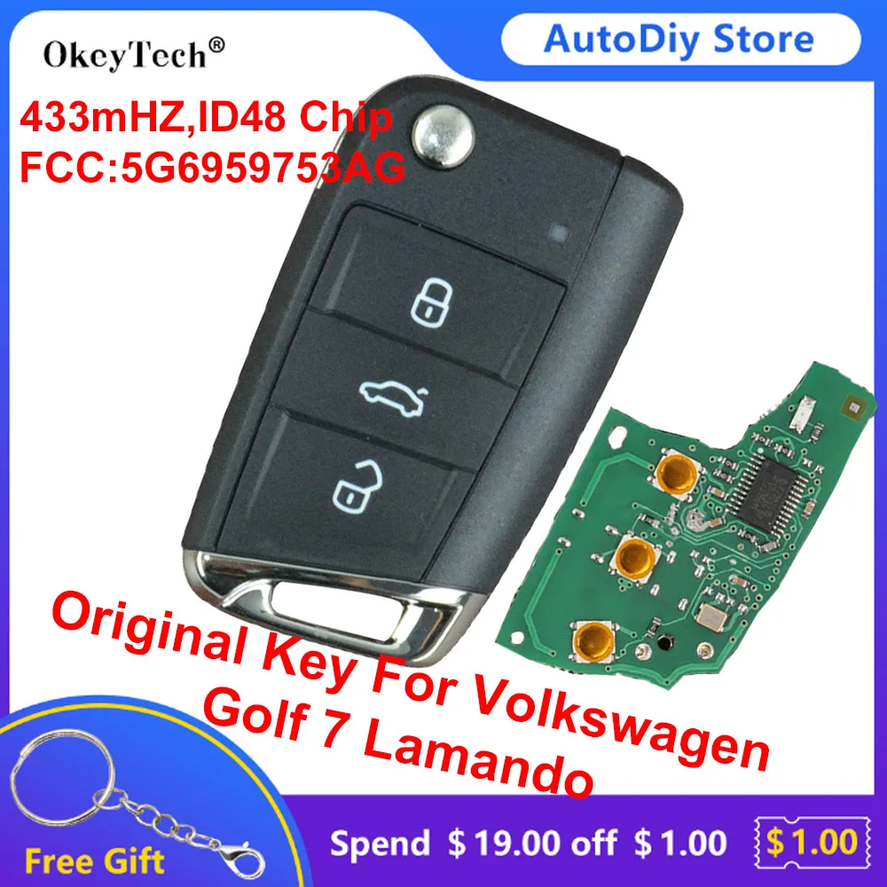 Okeytech 3 Button Modified Remote Control Flip Key For Volkswagen Golf 7 Lamando Polo Skoda Seat 433Mhz 48Chip FCC:5G6959753AG
Okeytech 3 Button Modified Remote Control Flip Key For Volkswagen Golf 7 Lamando Polo Skoda Seat 433Mhz 48Chip FCC:5G6959753AG