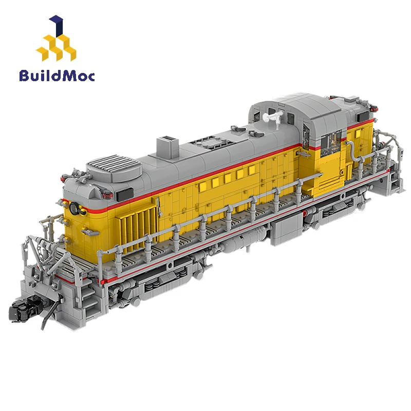 

MOC Train Station Union Pacific железная дорога Alco RS-2 (1:38) MOC высокотехнологичная железная дорога, строительные блоки, кирпичи, поезд, игрушка для детей