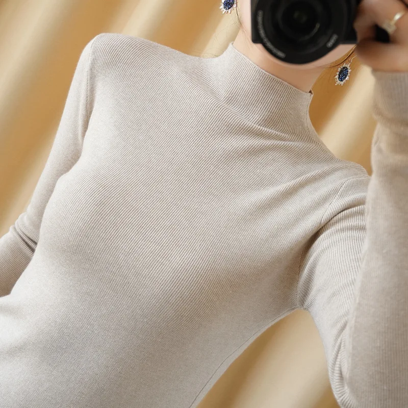 Autumn and winter foreign style knit sweater long-sleeved tight-fitting inner sweater women trendy
Autumn and winter foreign style knit sweater long-sleeved tight-fitting inner sweater women trendy
