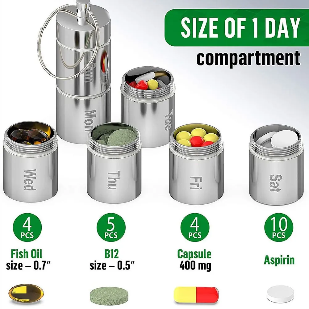 Pill Fob Box Holder Organizer Keychain Container 7 Compartment Waterproof Case Outdoor Travel Emergency Changeable Accessories
Pill Fob Box Holder Organizer Keychain Container 7 Compartment Waterproof Case Outdoor Travel Emergency Changeable Accessories