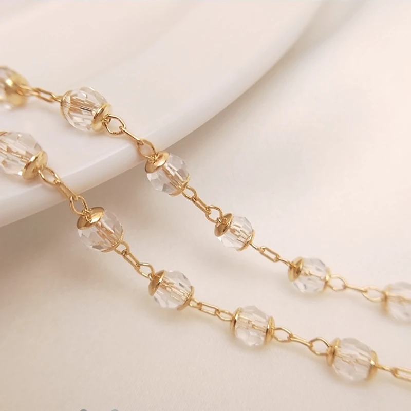 

Plated 14K True Gold Filled Color Retention 4MM Zircon Beads Necklace Chains DIY Jewelry Making Accessories Jewellery Findings