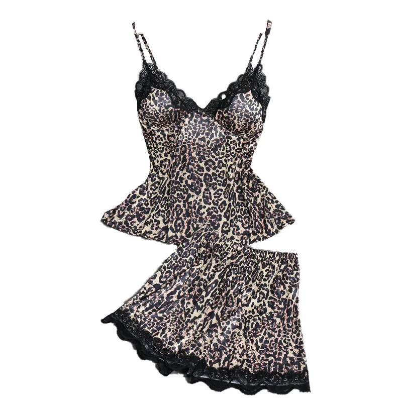 XUEBOOT Summer Sexy Lace Ladies Leopard Print Homewear Set Thin pajamas with chest pad straps M-3XL Комплект женской пижамы
XUEBOOT Summer Sexy Lace Ladies Leopard Print Homewear Set Thin pajamas with chest pad straps M-3XL Комплект женской пижамы