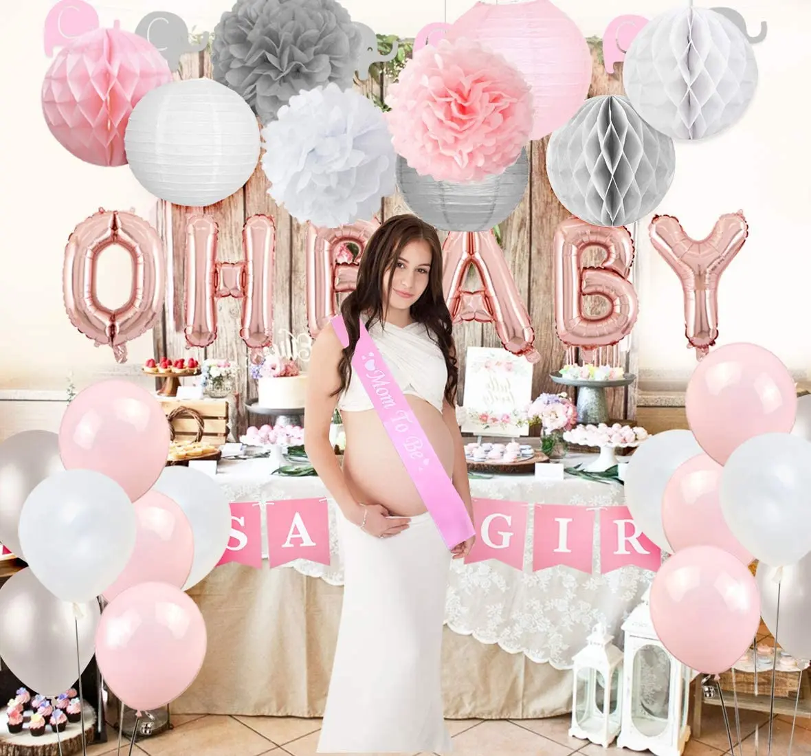 Elephant Theme Baby Shower Decorations Rose Pink Foil Balloon Banner Cake Topper Paper Lantern for Baby Shower Birthday Supplies
Elephant Theme Baby Shower Decorations Rose Pink Foil Balloon Banner Cake Topper Paper Lantern for Baby Shower Birthday Supplies
