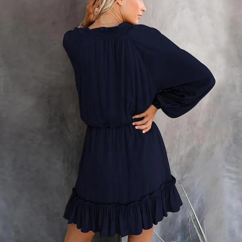 Sexy V-Neck Women Mini Dress Lantern Sleeve Female Loose Black Dresses Casual Autumn Winter Office Ladies Short vestidos
Sexy V-Neck Women Mini Dress Lantern Sleeve Female Loose Black Dresses Casual Autumn Winter Office Ladies Short vestidos