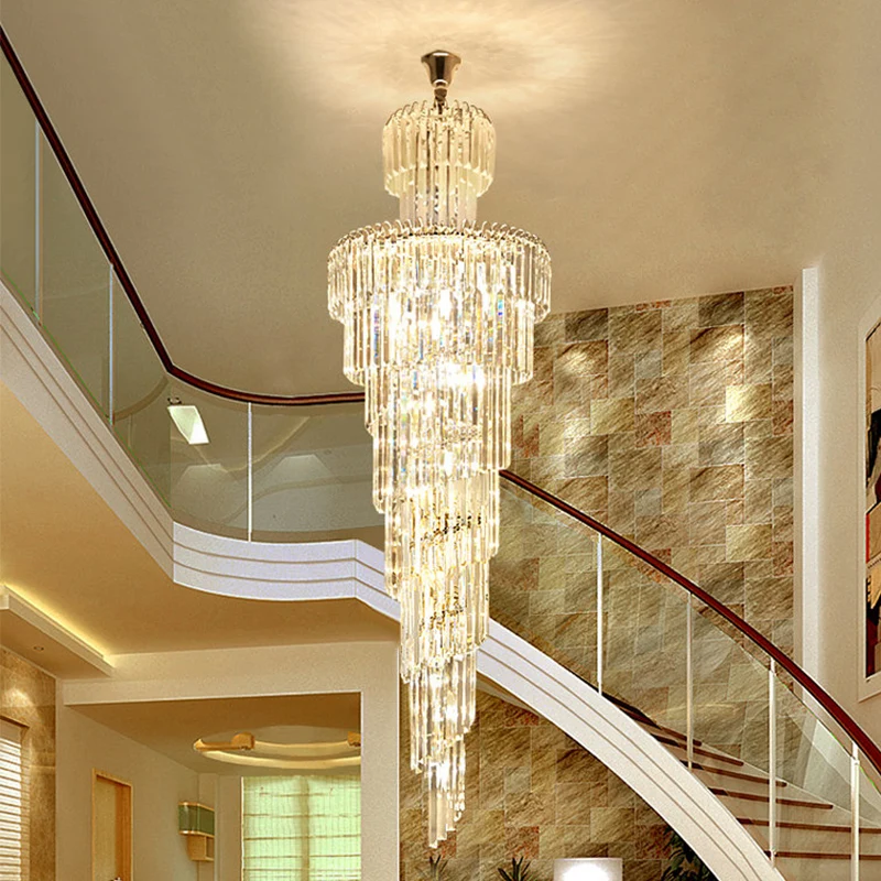 New Design Large Decorative High Ceilings Living Room Chrome Pendant Lamp Spiral Stair Lng Modern Luxury Crystal Chandelier
New Design Large Decorative High Ceilings Living Room Chrome Pendant Lamp Spiral Stair Lng Modern Luxury Crystal Chandelier