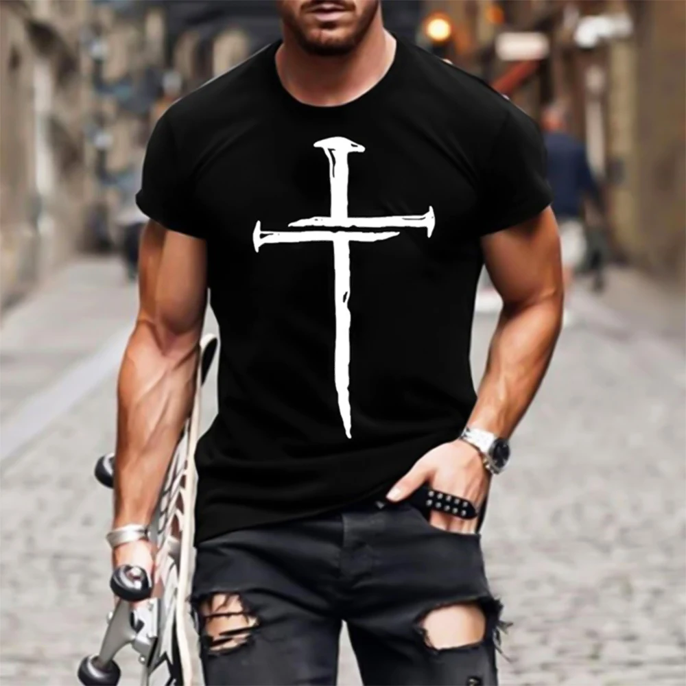 New Men Top Summer Fashion Cross Print Men's T-shirt Loose Clothes Short Sleeve O-Neck Shirt Men Casual T-Shirt Men's Clothing
New Men Top Summer Fashion Cross Print Men's T-shirt Loose Clothes Short Sleeve O-Neck Shirt Men Casual T-Shirt Men's Clothing