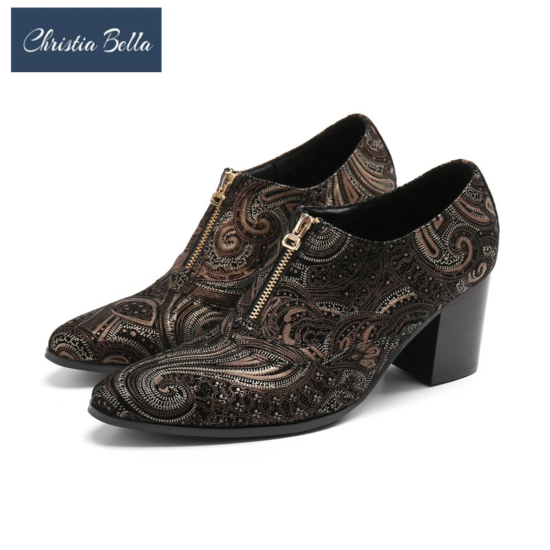 Туфли мужские из натуральной кожи, с заостренным носком, на молнии, высоком каблуке 7,5 см 
Туфли мужские из натуральной кожи, с заостренным носком, на молнии, высоком каблуке 7,5 см