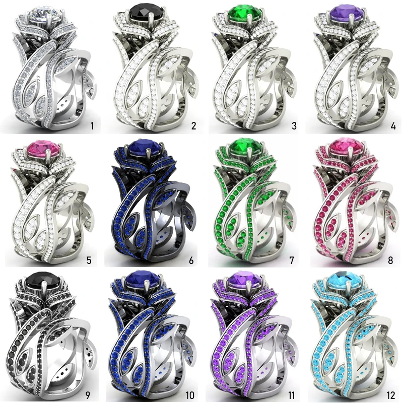 Luxury Female Flower Bridal Wedding Ring Set Fashion 925 Silver Filled Jewelry Promise CZ Stone Band Engagement Rings For Women
Luxury Female Flower Bridal Wedding Ring Set Fashion 925 Silver Filled Jewelry Promise CZ Stone Band Engagement Rings For Women