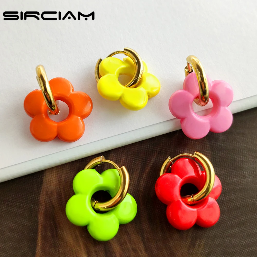 Y2K Candy Color Acrylic Flower Stainless Steel Hoop Earrings For Women Colorful Flowers Sweet Girls Travel Jewelry Wholesale New 
Y2K Candy Color Acrylic Flower Stainless Steel Hoop Earrings For Women Colorful Flowers Sweet Girls Travel Jewelry Wholesale New