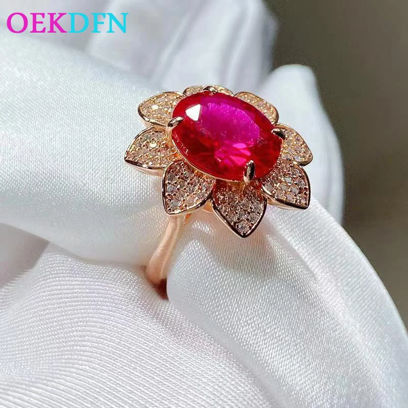 OEKDFN 100% 925 Sterling Silver Rings Oval Cut Ruby Created Gemstone Wedding Engagement Vintage Rose Gold Ring Fine Jewelry
OEKDFN 100% 925 Sterling Silver Rings Oval Cut Ruby Created Gemstone Wedding Engagement Vintage Rose Gold Ring Fine Jewelry