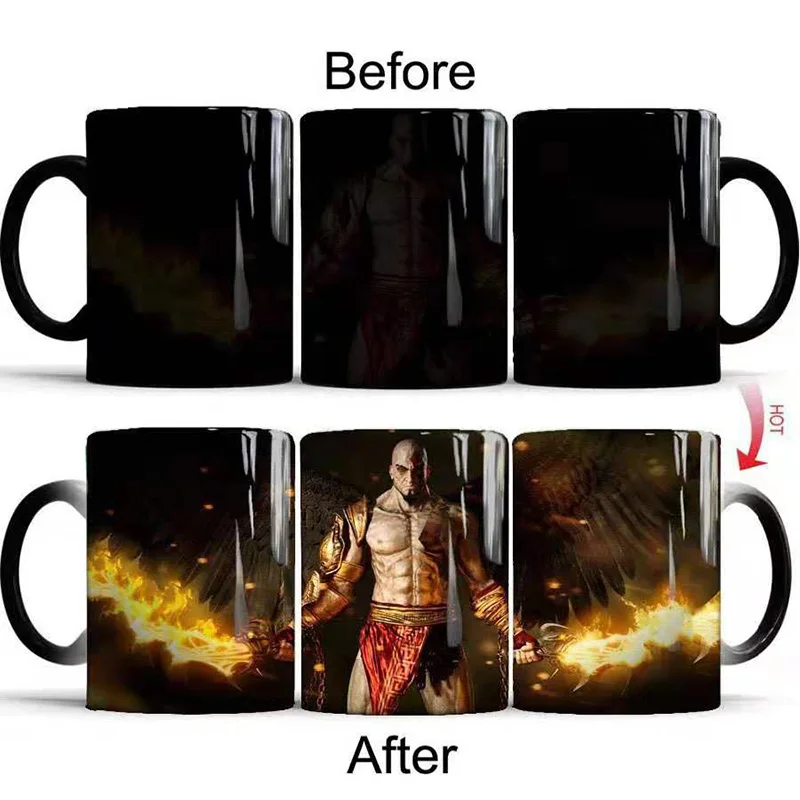 Для версии бога войны 4 цвета Изменение Кофе Кружка Творческий Heat Reactive Керамика
