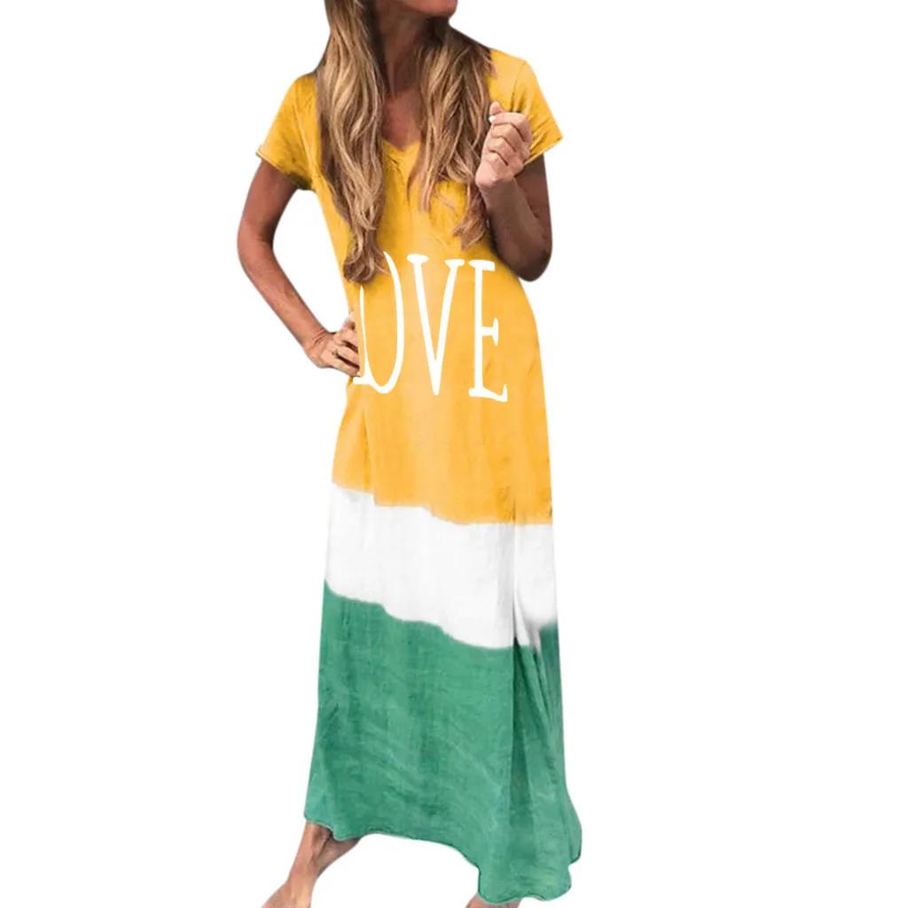 Womail dress boho dress long dress Women Plus Size Daily Tie-dyed Color Block Loose V Neck Short Sleeve Maxi Dress summer dress
Womail dress boho dress long dress Women Plus Size Daily Tie-dyed Color Block Loose V Neck Short Sleeve Maxi Dress summer dress