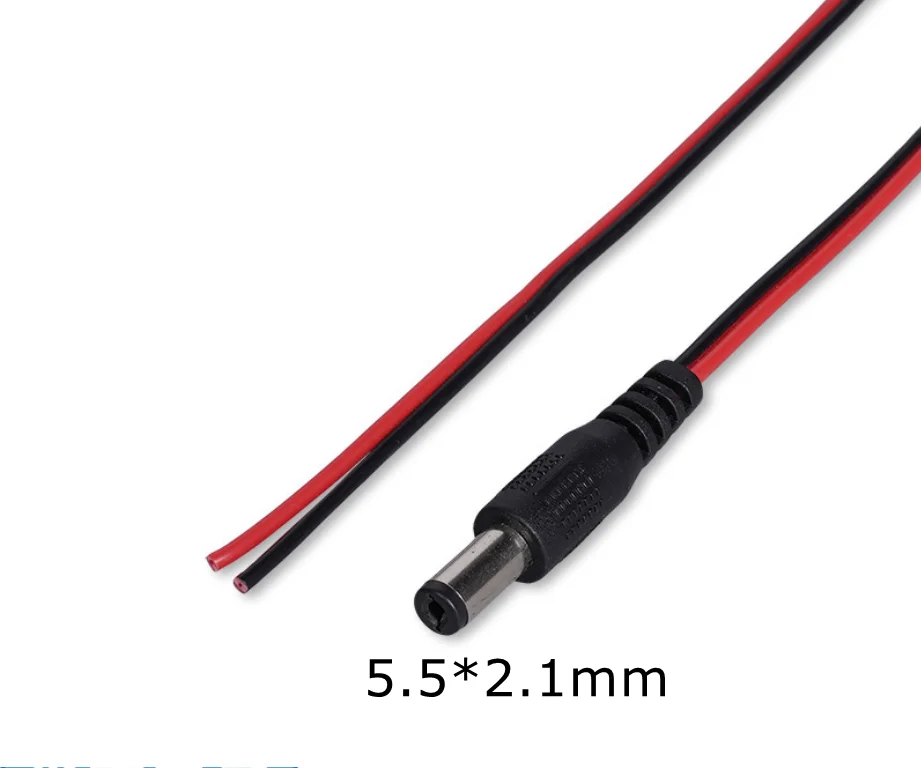 10 pieces 1m 24AWG Male jack cable adapter plug power supply 5.5 * 2.1mm 12V DC Connectors for LED Strip Light CCTV Camera 
10 pieces 1m 24AWG Male jack cable adapter plug power supply 5.5 * 2.1mm 12V DC Connectors for LED Strip Light CCTV Camera