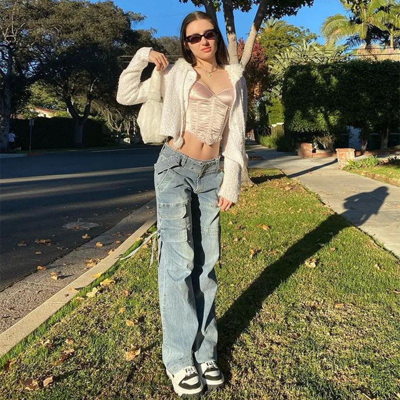 Y2K Blue Jeans Retro Sashes Denim Pants Ruched Drawstring Cargo Pants Women Big Pockets Trousers Women Streetwear Jean
Y2K Blue Jeans Retro Sashes Denim Pants Ruched Drawstring Cargo Pants Women Big Pockets Trousers Women Streetwear Jean