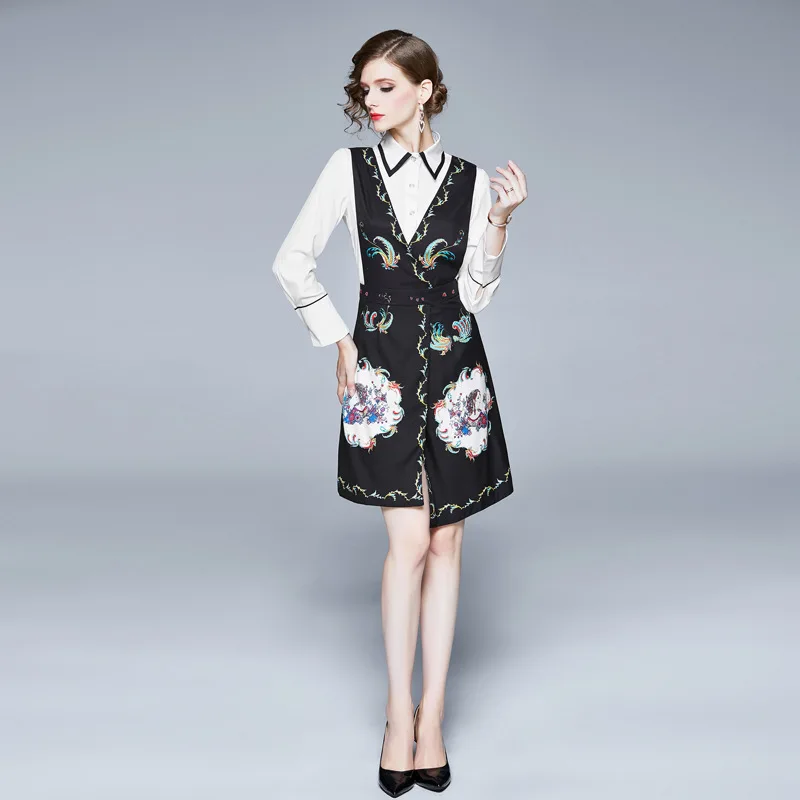 Spring 2020 Women Long Sleeved Blouse Paired Two-Piece Print Tank Dresses Elegant Office Lady White Top Shirts + Tank Dresses
Spring 2020 Women Long Sleeved Blouse Paired Two-Piece Print Tank Dresses Elegant Office Lady White Top Shirts + Tank Dresses