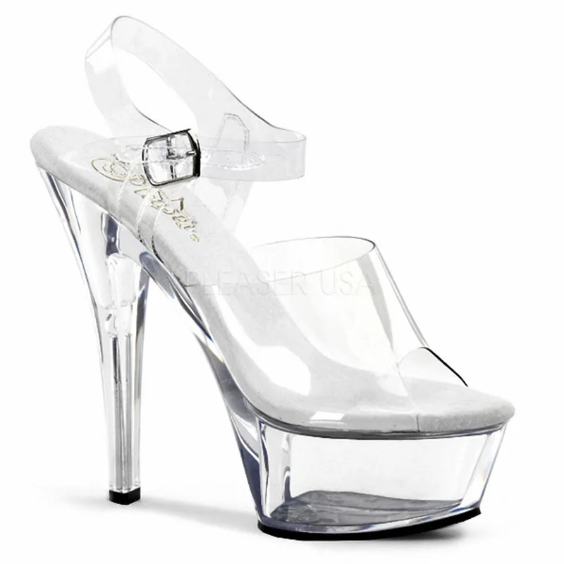 Сандалии на высоком каблуке 15 см прозрачные сандалии женская обувь со стразами