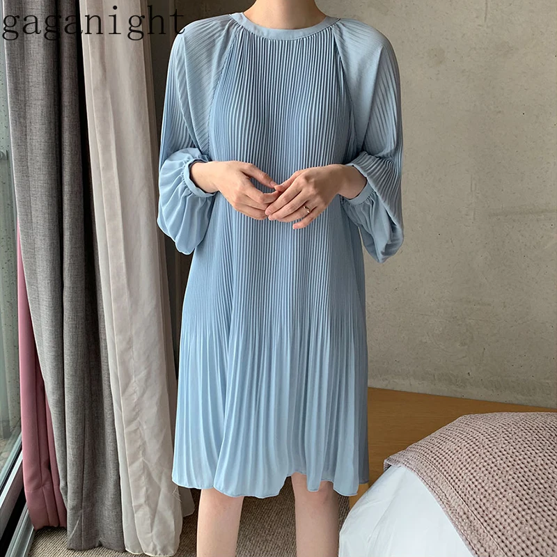 Gaganight Chiffon Solid Pleated Women Elegant Midi Party Dress Long Sleeve O Neck Causal Loose Office Lady Dresses Chic Vestidos
Gaganight Chiffon Solid Pleated Women Elegant Midi Party Dress Long Sleeve O Neck Causal Loose Office Lady Dresses Chic Vestidos