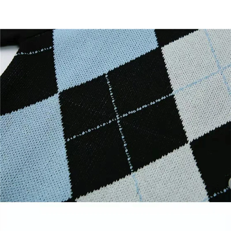 Women's Preppy Style Knitted Crop Cardigan 2021 Black&Blue diamond-shaped lattice Patchwork Blouses O Neck Buttons Vintage Tops
Women's Preppy Style Knitted Crop Cardigan 2021 Black&Blue diamond-shaped lattice Patchwork Blouses O Neck Buttons Vintage Tops