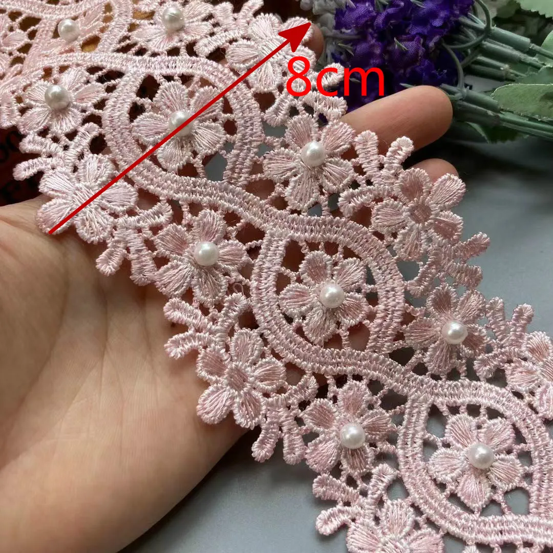 2 yard 8cm Pink Vintage Pearl Beaded Lace Trim Ribbon Fabric Embroidered Applique Patchwork Handmade DIY Wedding Sewing Craft
2 yard 8cm Pink Vintage Pearl Beaded Lace Trim Ribbon Fabric Embroidered Applique Patchwork Handmade DIY Wedding Sewing Craft