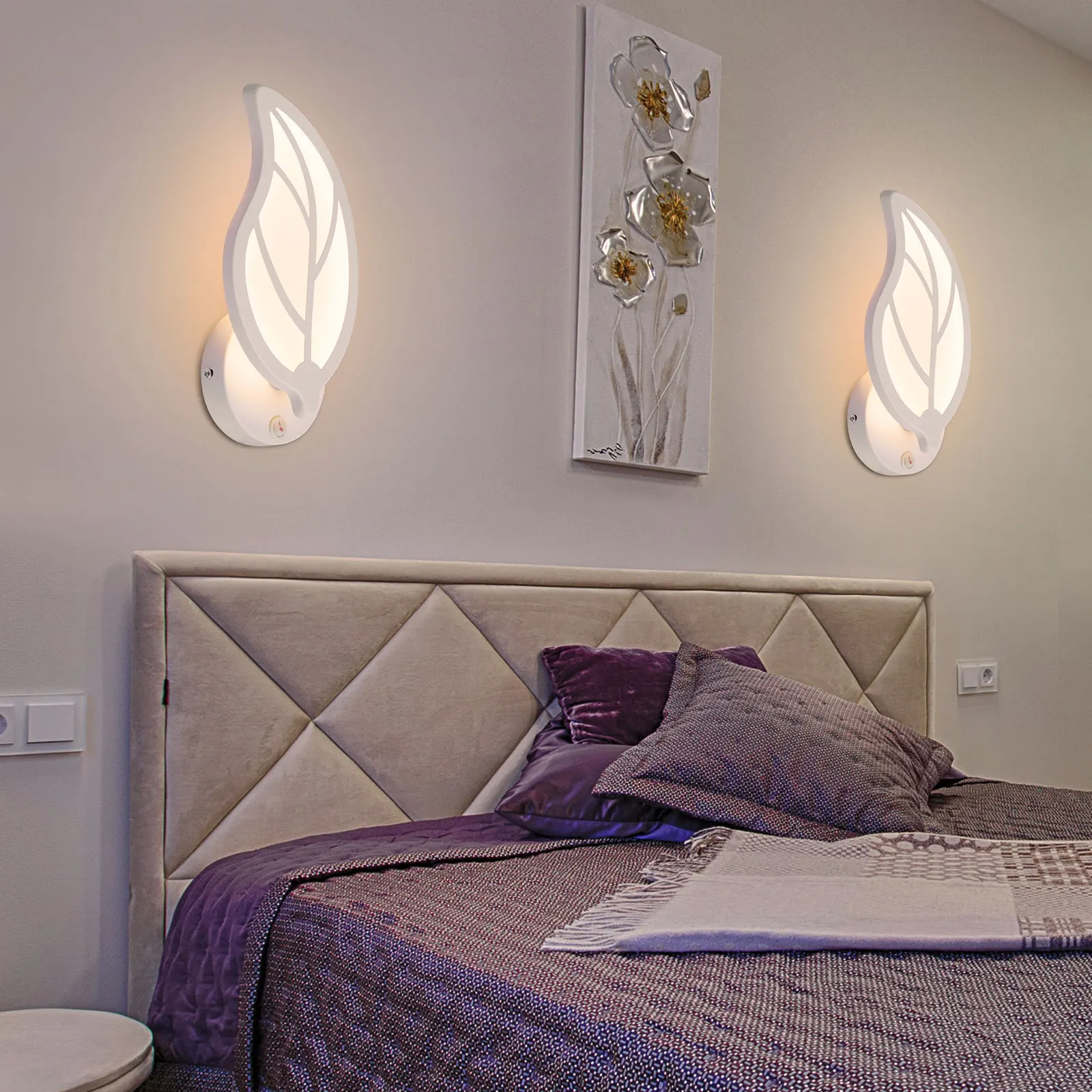Leaves-Shaped Bedside Lights Modern Wall Sconces Bedroom Lamps with Switch Acrylic Iron Hallway Lighting for Indoor Home Bedside
Leaves-Shaped Bedside Lights Modern Wall Sconces Bedroom Lamps with Switch Acrylic Iron Hallway Lighting for Indoor Home Bedside