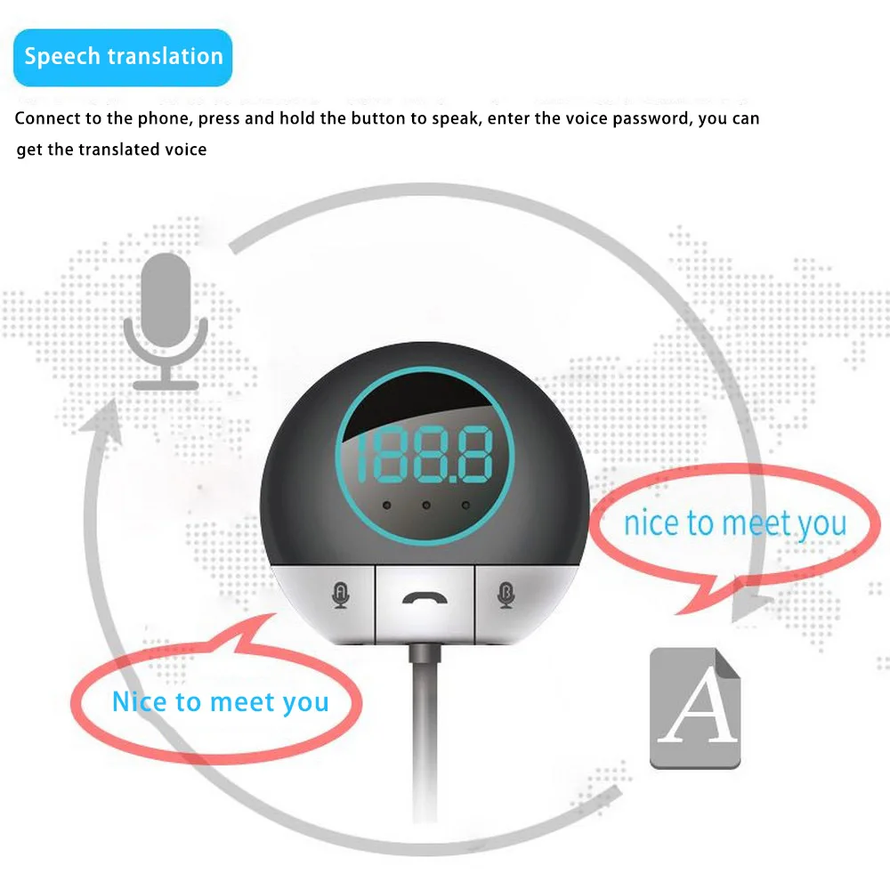 Портативный переводчик голоса в реальном времени 38 языков беспроводной Bluetooth на