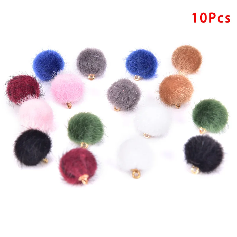 

10pcs/lot Plush Fur Covered Ball Beads Charms DIY Pompom Beads Pendant For Necklace Bracelet Earring Jewelry Making