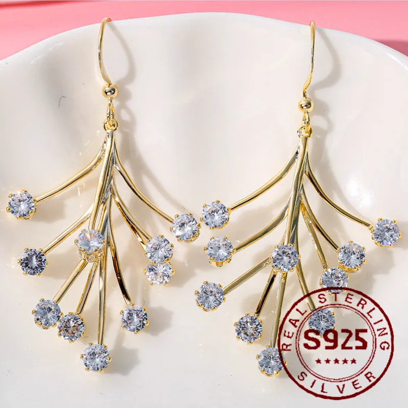 2021 New Luxury S925 Silver Plated Needle Branches Dangle Earrings For Women Statement Female Drop Jewelry Engagement Party Gift
2021 New Luxury S925 Silver Plated Needle Branches Dangle Earrings For Women Statement Female Drop Jewelry Engagement Party Gift
