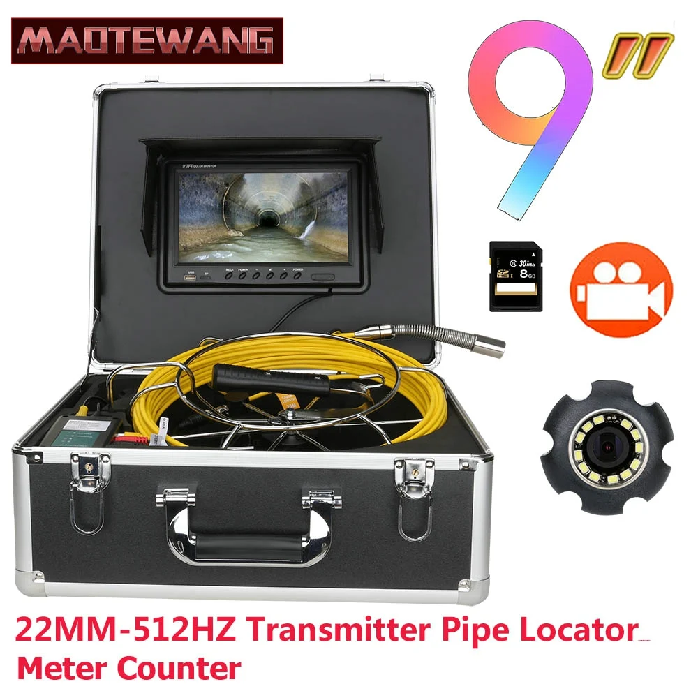 9 inch Monitor 20M Sewer Pipe Inspection Video Camera with Meter Counter 512HZ Transmitter Pipe Locator 22MM IP68 HD 1000TVL
9 inch Monitor 20M Sewer Pipe Inspection Video Camera with Meter Counter 512HZ Transmitter Pipe Locator 22MM IP68 HD 1000TVL
