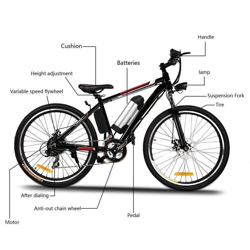 Мощный электрический велосипед горный 26 дюймов 250 Вт Ebike 21 скоростной автомобиль