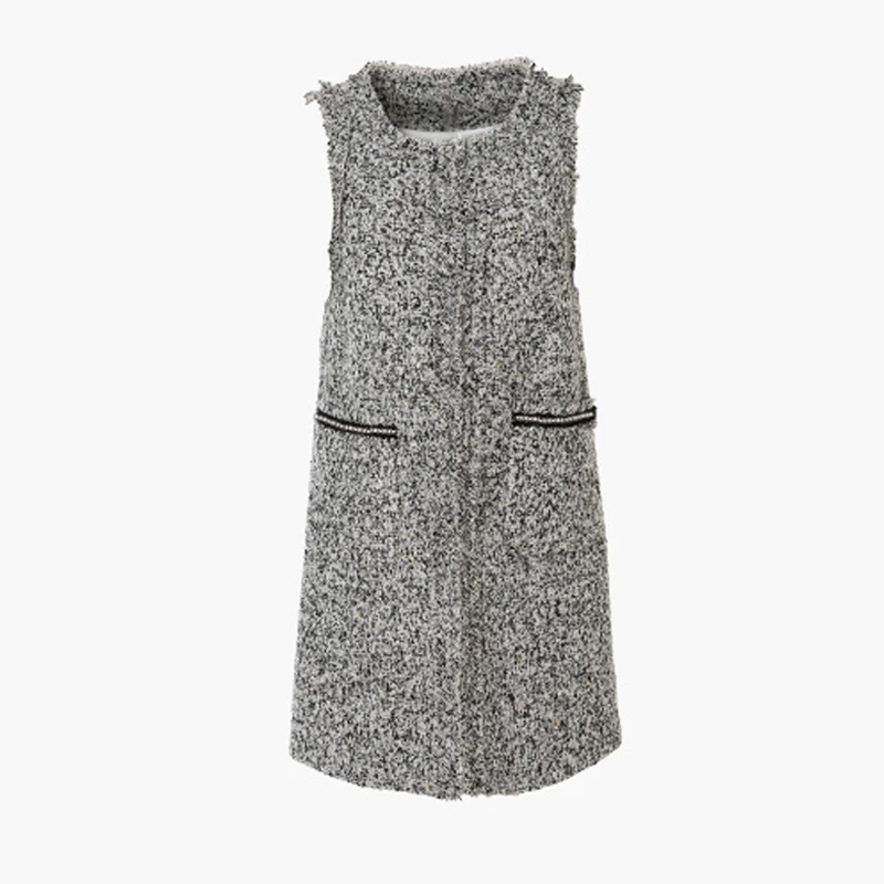 Gray Tweed jacket sleeveless autumn / winter women's jackets ladies Round neck mid-length coat small fragrance jacket
Gray Tweed jacket sleeveless autumn / winter women's jackets ladies Round neck mid-length coat small fragrance jacket