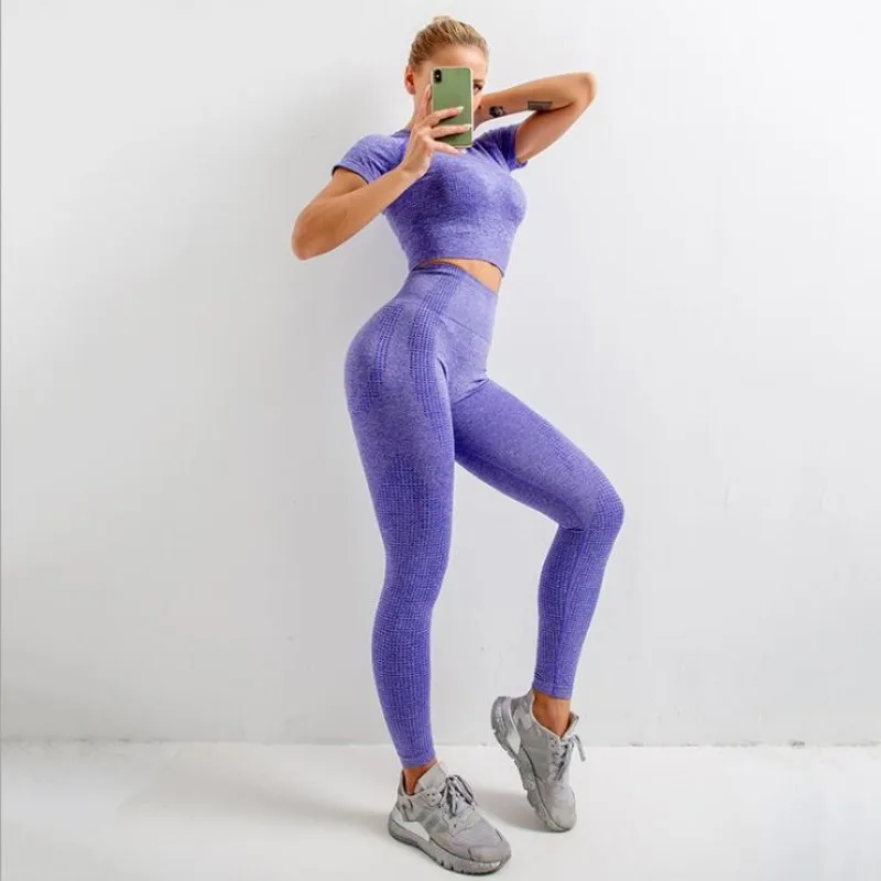 Women's Seamless Yoga Clothing Suit Sports Short-Sleeved Hip-Lifting Elastic Fitness Leggings Gym Sets Exercise Running Outfits
Women's Seamless Yoga Clothing Suit Sports Short-Sleeved Hip-Lifting Elastic Fitness Leggings Gym Sets Exercise Running Outfits