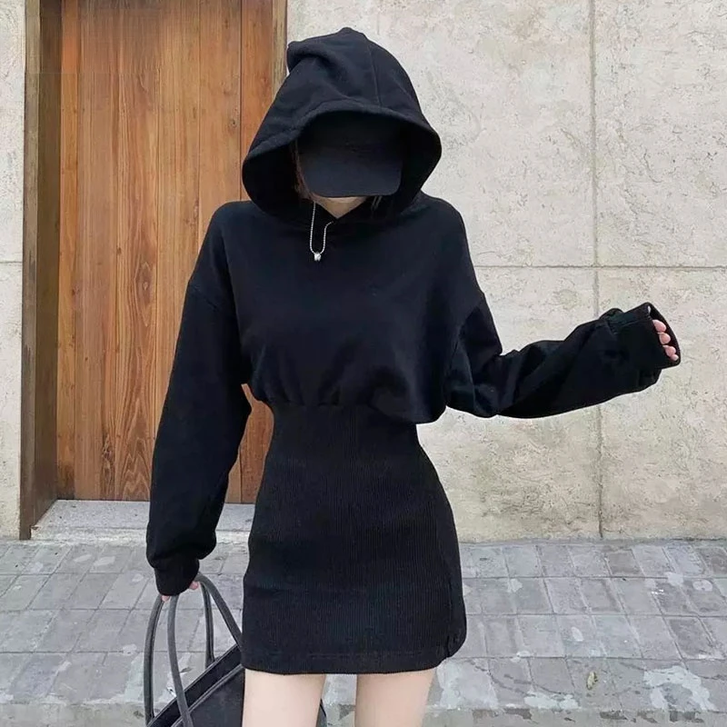 Hoodies Sweatshirt Knitted Dress Mini Black Long Sleeve Cotton Winter Vestido Corto Casual Korean Harajuku Fall 2020 Robe Femme
Hoodies Sweatshirt Knitted Dress Mini Black Long Sleeve Cotton Winter Vestido Corto Casual Korean Harajuku Fall 2020 Robe Femme