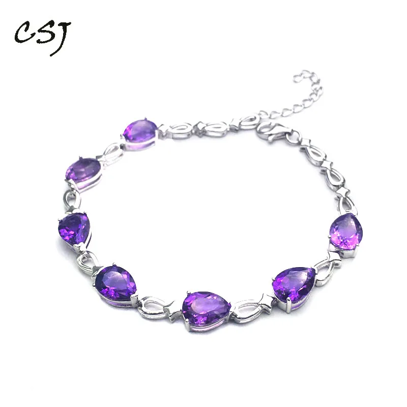 CSJ Natural Amethyst Bracelet Sterling 925 Silver Pear 6*8mm High Quality Fine Jewelry for Women Femme Wedding Party Gift in Box
CSJ Natural Amethyst Bracelet Sterling 925 Silver Pear 6*8mm High Quality Fine Jewelry for Women Femme Wedding Party Gift in Box