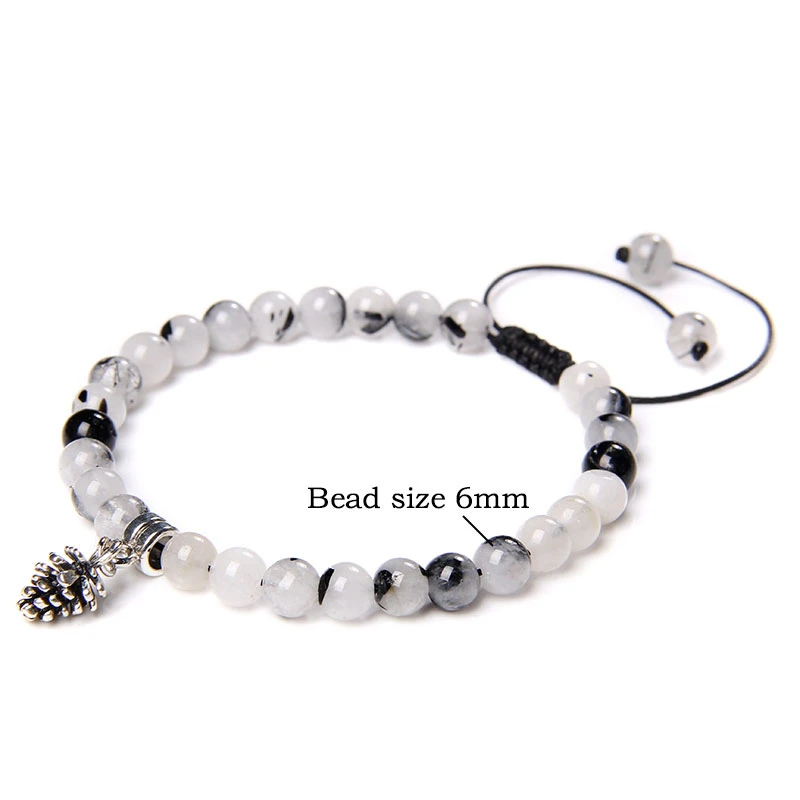 6 mm Natural Mineral Sunstone Beads Bracelets Couples Jewelry Handmade Braid Black Rope Silver Color Pine Cone Charm Pulsera
6 mm Natural Mineral Sunstone Beads Bracelets Couples Jewelry Handmade Braid Black Rope Silver Color Pine Cone Charm Pulsera