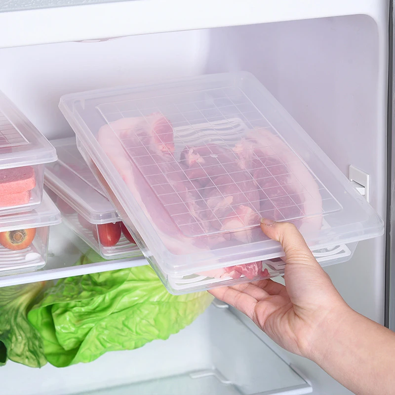 Multifunctional Rectangle Refrigerator Storage Box Drain Design With Seal Lid Kitchen Meat Fruit Vegetables Container Durable
Multifunctional Rectangle Refrigerator Storage Box Drain Design With Seal Lid Kitchen Meat Fruit Vegetables Container Durable