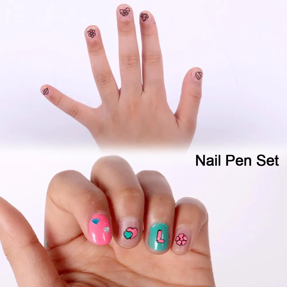 Children's Nail Art Pen Set Non-toxic Makeup Toy Polish 3D DIY Decoration | Игрушки и хобби