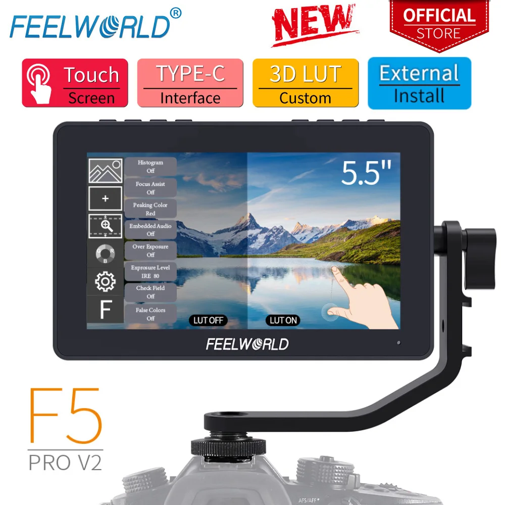 FEELWORLD F5 Pro V2 5 Inch на DSLR Камера полевой монитор сенсорный Экран 3D LUT FHD1920 1080 4K HDMI видео