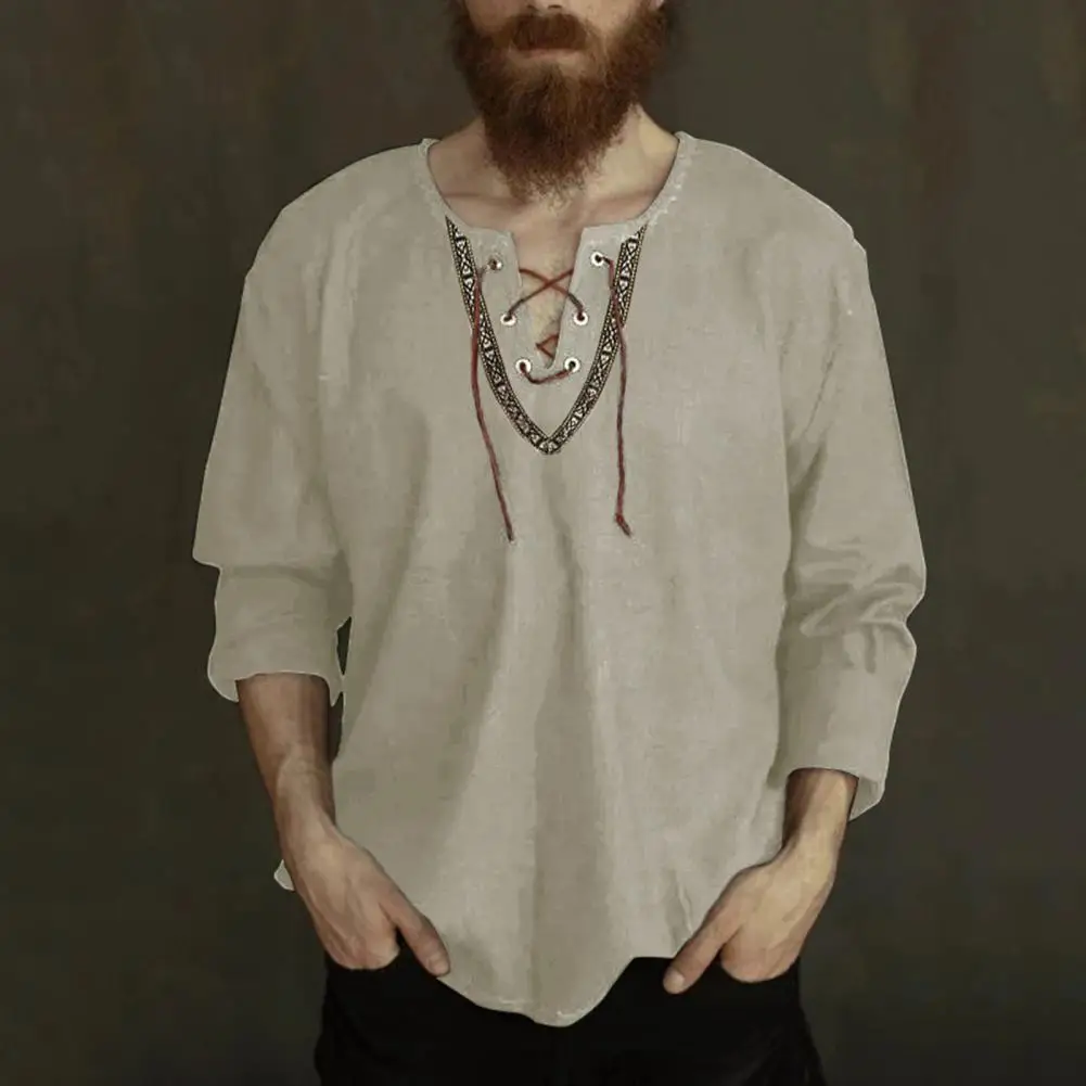 Fashion Loose Top V-Neck Breathable Front Lace Up Long Sleeve Top Men Shirt Pullover Top
Fashion Loose Top V-Neck Breathable Front Lace Up Long Sleeve Top Men Shirt Pullover Top
