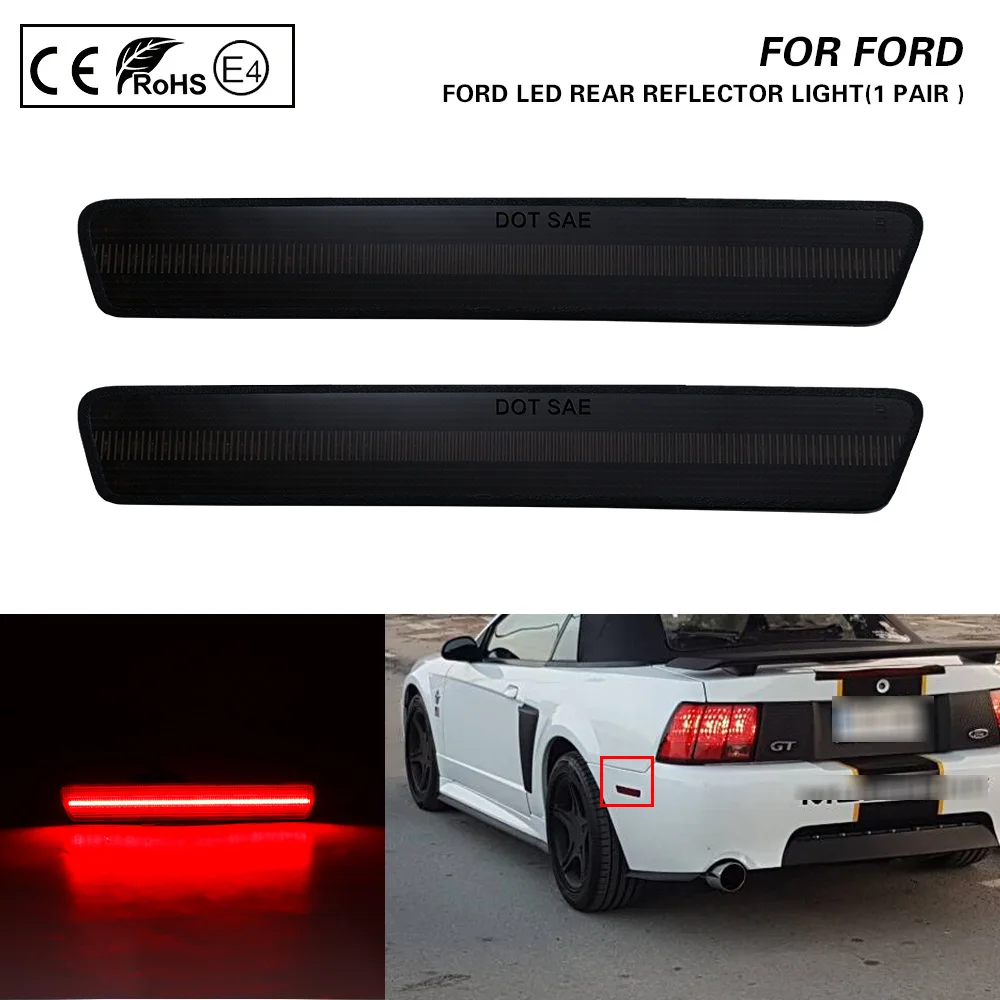 For Ford Mustang 1999 2000 2001 2002 2003 2004 Smoked Lens Red Light LED Rear Bumper Reflector Side Marker Light Lamp 2Pcs
For Ford Mustang 1999 2000 2001 2002 2003 2004 Smoked Lens Red Light LED Rear Bumper Reflector Side Marker Light Lamp 2Pcs